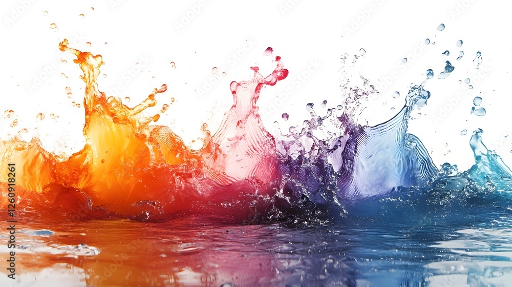 Leinwandbilder Vibrant and dynamic abstract art created with colorful water splashes motion and fluid movements  Explore the captivating textures shapes and vibrant colors of this water splash digital painting