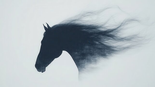 Silhouette of galloping horse with flowing mane