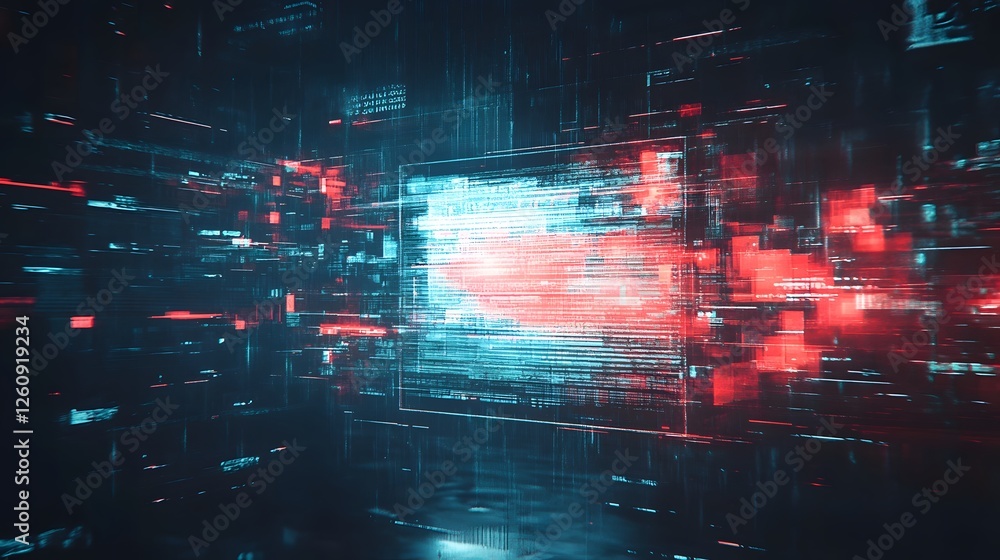 Poster Vibrant and dynamic abstract digital glitch effect backdrop with neon light motion futuristic technology and inspired visual elements