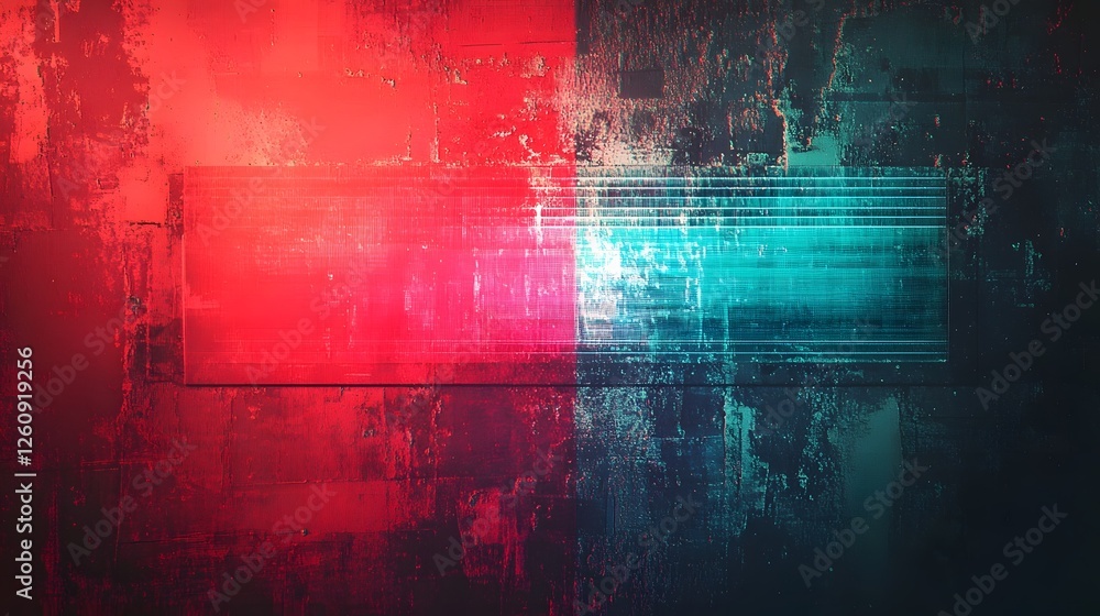 Poster Vibrant and dynamic abstract digital artwork featuring a mesmerizing fusion of bold colors textured layers and experimental glitch effects