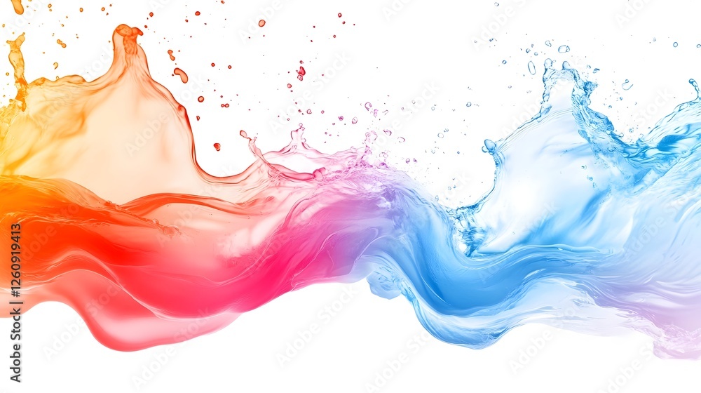 Aufkleber Vibrant and Dynamic Abstract Fluid Art Burst with Mesmerizing Color Splashes and Flowing Movements  Colorful paint like liquids collide and swirl
