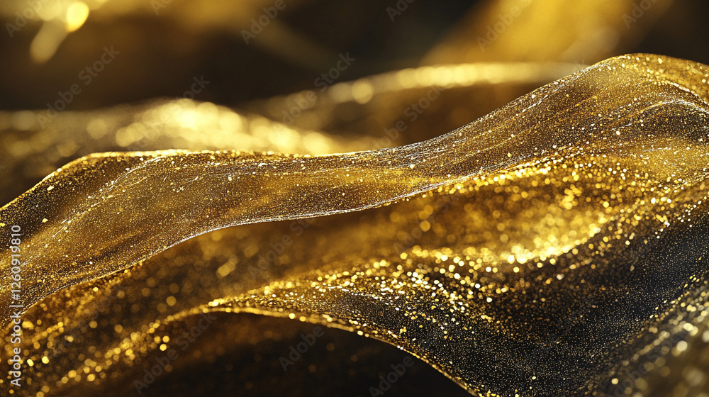 Poster shimmering golden waves create an elegant display of light and texture