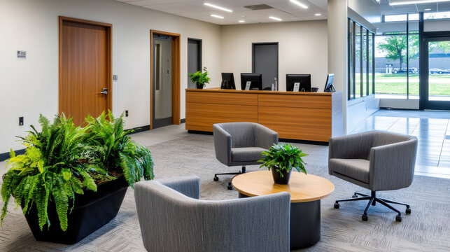 Modern co working space with tech tools, plants, and comfortable seating