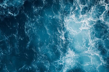 Aerial view of deep ocean waves in vivid blue. Neural network AI generated