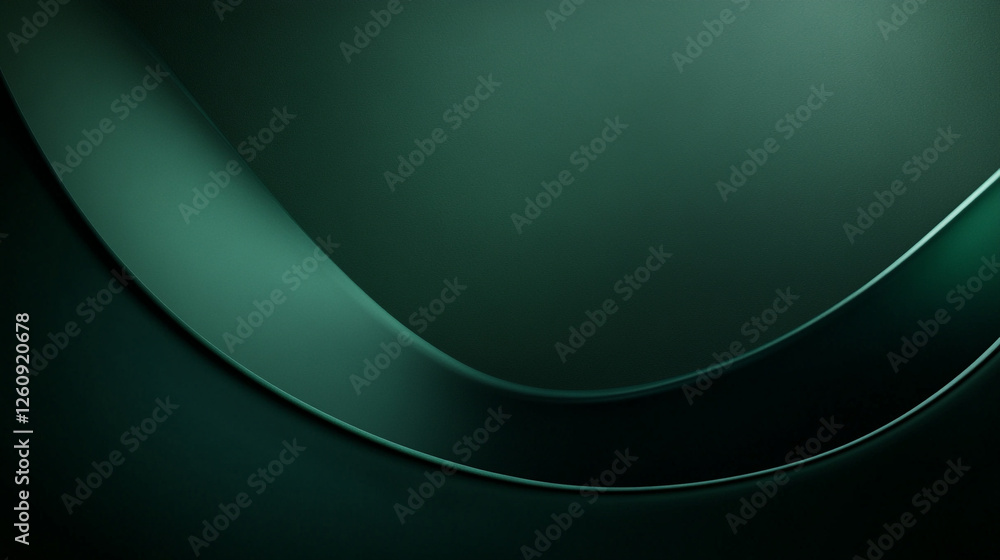Poster smooth curves and gradients create an abstract composition in dark green tones