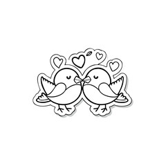 Black Silhouette valentine day love bird vector