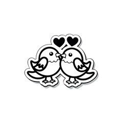 Black Silhouette valentine day love bird vector