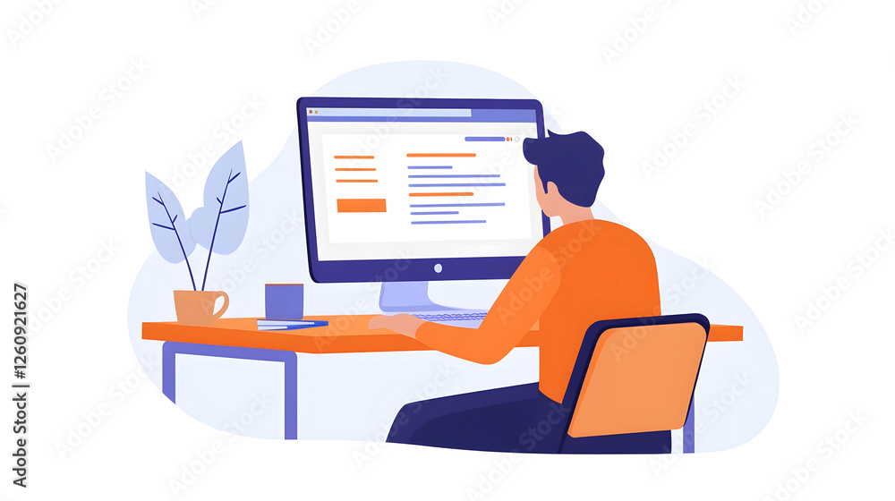 Aufkleber Young professional analyzing data statistics and graphs on computer screen in a modern home office workspace setup  Concept of technology analytics productivity and remote work