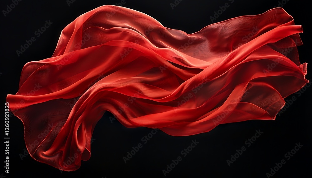 Poster abstract background of red wavy silk or satin. 3d rendering image.
