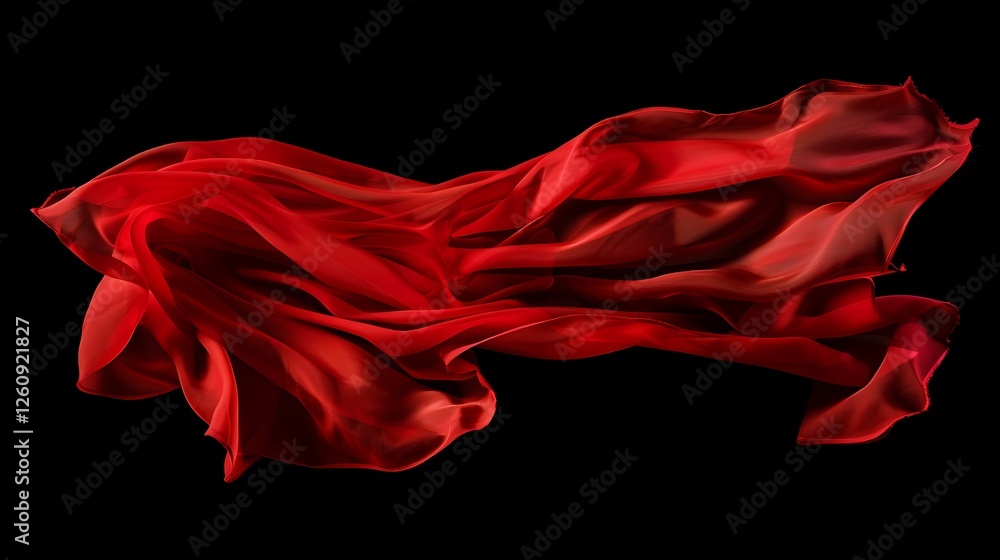 Poster abstract background of red wavy silk or satin. 3d rendering image.