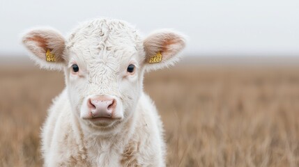 Obraz premium White Calf in a Field (1)