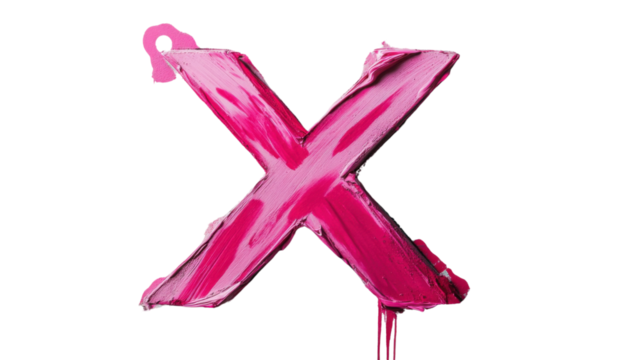 Pink lipstick smear forming an x on transparent background