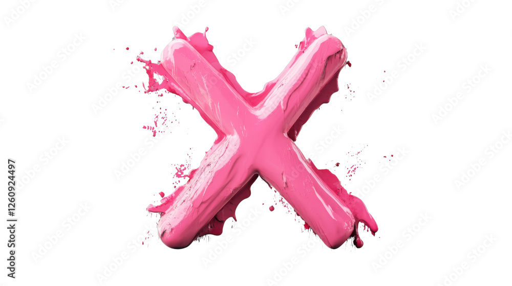 Poster pink paint splashing forming an x shape with transparent background