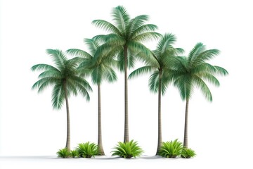 Obraz premium Tropical Palm Trees Cluster Tropical Paradise Nature Scene Isolated Background Lush Green Environment Serenity Concept