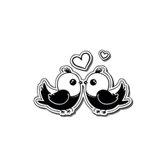 Black Silhouette valentine day love bird vector