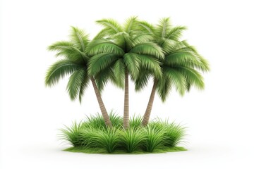 Fototapeta premium Tropical Paradise Scene with Palm Trees and Lush Grass Nature Environment Aesthetic Viewpoint for Relaxation