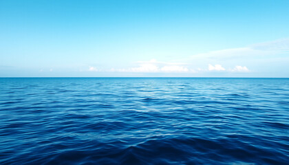 Obraz premium A serene view of the open ocean with a clear sky, symbolizing peace, freedom, and vastness.