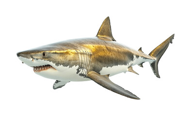 Naklejka premium Shark encounter underwater ocean wildlife depth isolated on transparent background - Generative AI