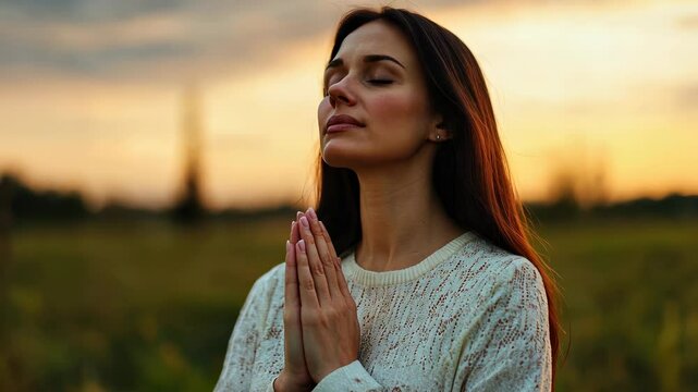 woman hands praying to god with the bible. Woman Pray for God blessing to wishing have a better life. begging for forgiveness and believe in goodness. Christian life video 4k