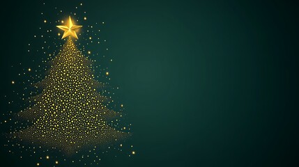 Golden Sparkly Christmas Tree With A Star