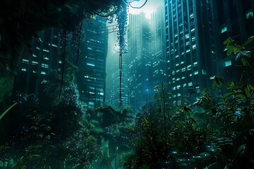 Obraz premium Fantasy landscape of a haunted house in a spooky forest.