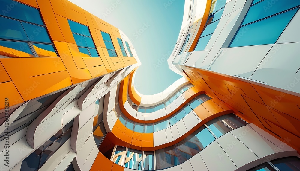Poster modern architecture. 3d render. futuristic architecture. futuristic interior.