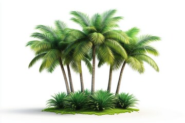 Obraz premium Lush Tropical Palm Trees Exotic Island Digital Illustration Bright Environment Aesthetic Viewpoint Nature Concept