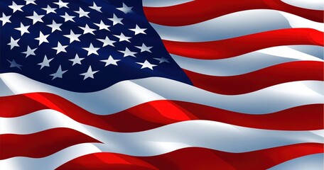 Obraz premium This is a close up view of an American flag waving in the wind