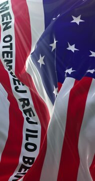 Flag of Bikini Atoll. Loop. 4K Vertical