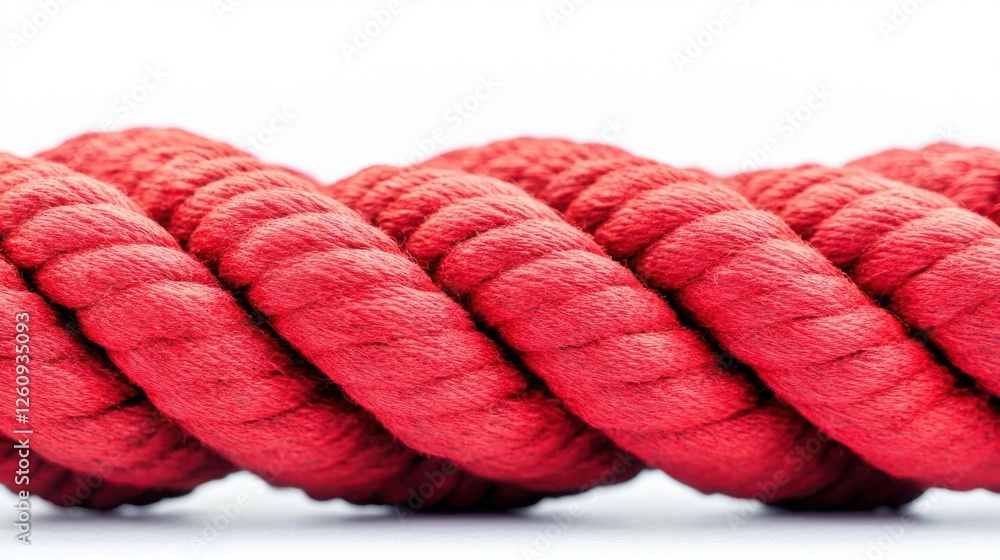 Poster vibrant red twisted rope positioned on a light background showcasing texture and detail for creative