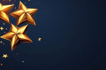 Obraz premium There are three shining gold stars set against a rich dark blue background