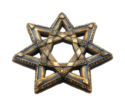 Artistic star of david heritage jewelry isolated on transparent background - Generative AI