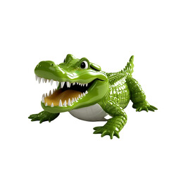 Obraz premium Playful green crocodile toy studio background fun environment front view transparent background