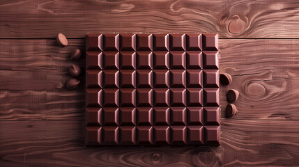 Dark Chocolate Bar on Wooden Background