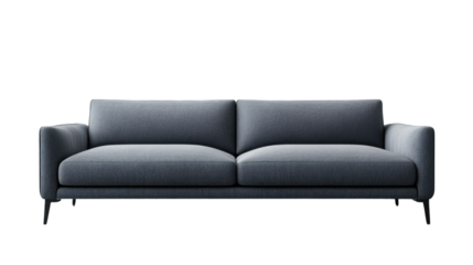 Modern blue sofa isolated on transparent background for interior design