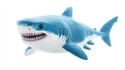 Obraz premium Playful Blue Toy Shark with a Smiling Face in a Colorful Design for Children