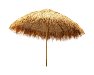 Tropical beach umbrella for seaside relaxation isolated on transparent background - Generative AI