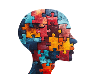 Puzzle of the mind creative concept isolated on transparent background - Generative AI