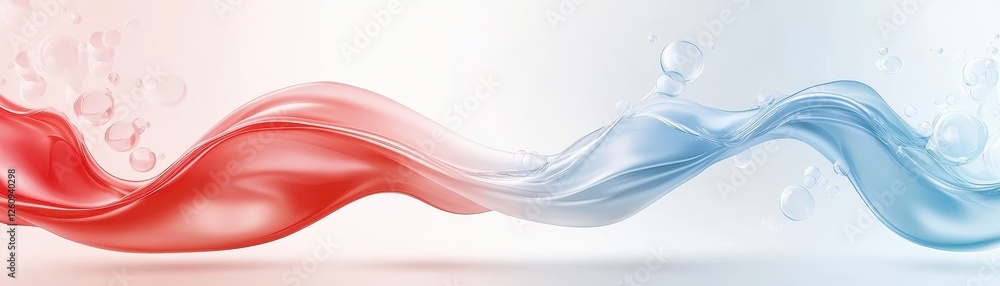 Poster dynamic flow, abstract red wave in motion on water artistic background