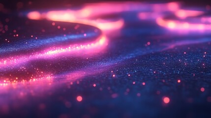 Abstract glowing pink and blue cosmic wave