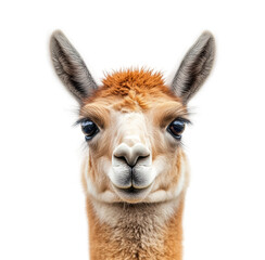 Obraz premium Llama portrait animal isolated on transparent background - Generative AI