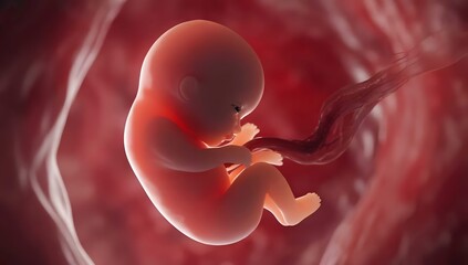 A baby doll lies in red liquid, symbolizing the controversial concept of abortion and its emotional impact.