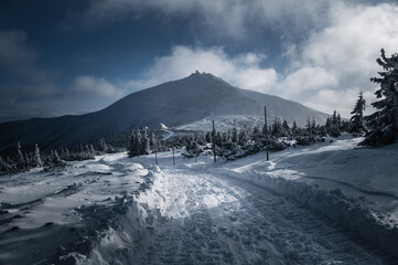 Śnieżka Mountain in winter