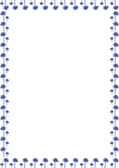 Frame of palm. Blue desert palm oasis on white background border with empty space for your text