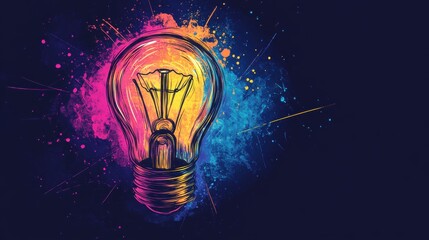 illustration of a glowing light bulb in sketch style