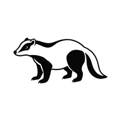 Badger Line Art Vector, Badger Outline Drawing, Badger Illustration Design