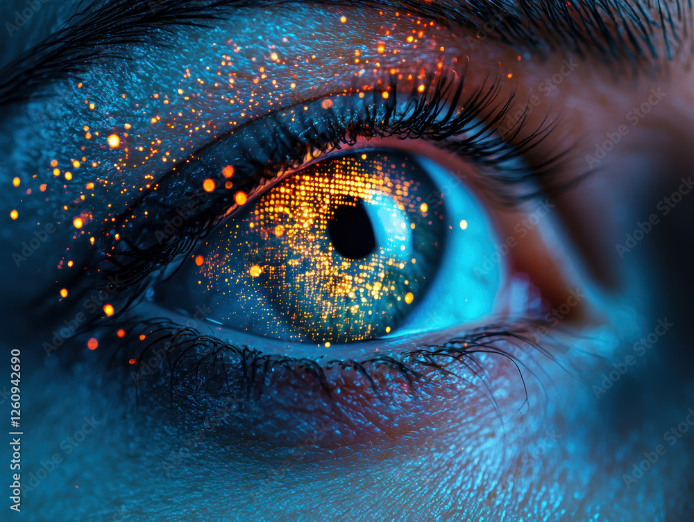 Aufkleber human eye reflecting digital data streams and artificial intelligence patterns