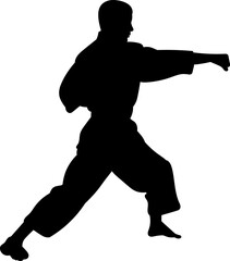 karateka silhouette on white background vector