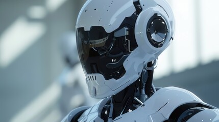 Fototapeta premium Futuristic Robot Design Showcasing Advanced Technology with Sleek Aesthetics and Cutting-Edge Features in Modern Environment