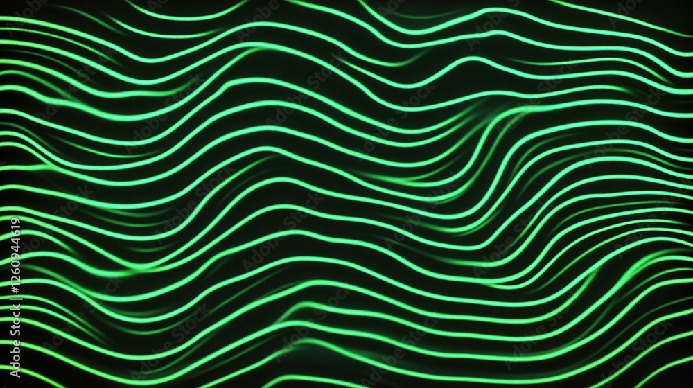 Aufkleber a dark background featuring flowing, wavy green lines creating a dynamic, abstract pattern.